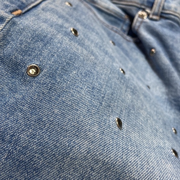 Express Women Jeans Blue Rhinestone Cropped Flare High Rise Denim Size 6 - Picture 17 of 17